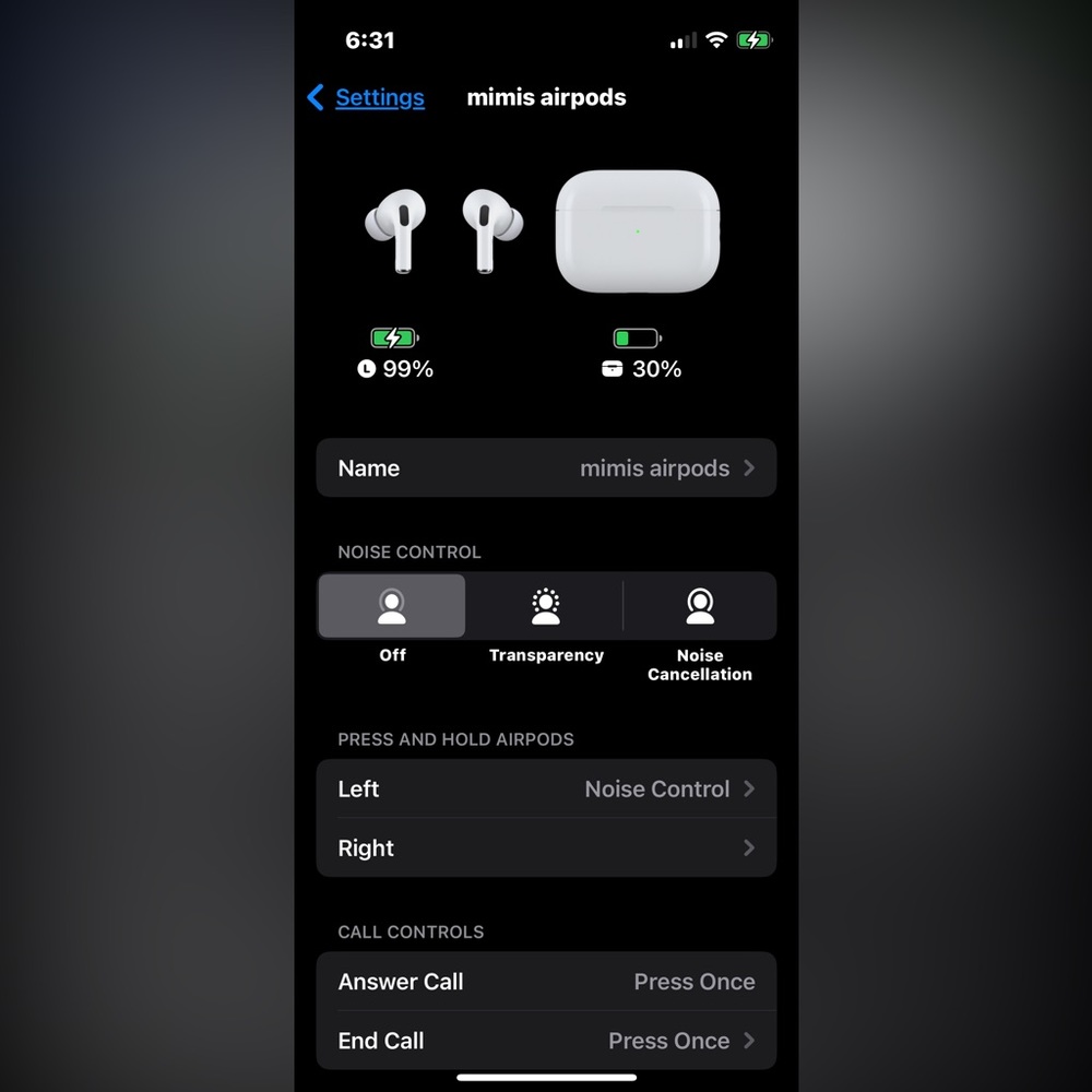 Airpod Pro case and left airpod